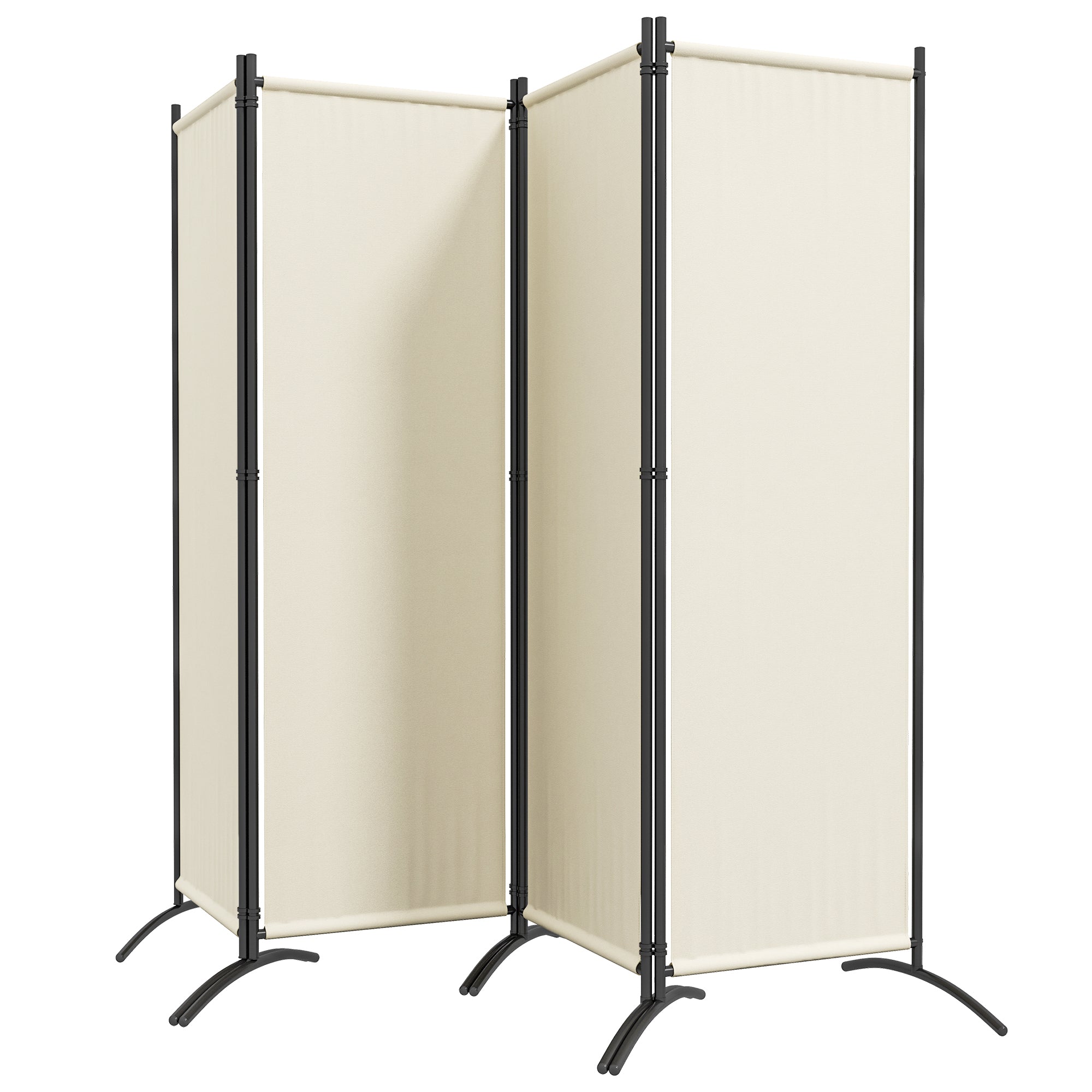 4-Panel Garden Divider, Foldable Indoor and Outdoor Separator, 221x50x172cm, Cream