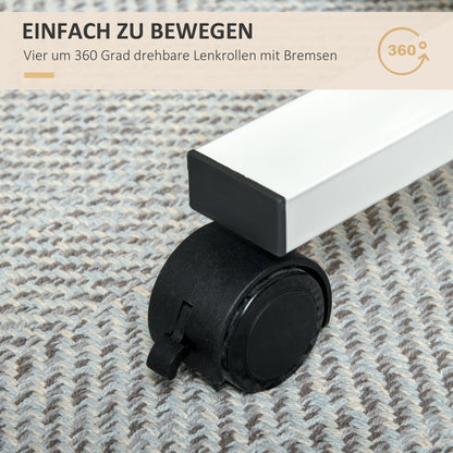 Height Adjustable C-shaped Standing Desk Space-Saving Laptop Table Standing Desk Side Table with Wheels for Study Living Room Natural+White Load Capacity 70 kg 65 x 48 x 70-110 cm