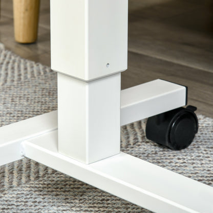 Height Adjustable C-shaped Standing Desk Space-Saving Laptop Table Standing Desk Side Table with Wheels for Study Living Room Natural+White Load Capacity 70 kg 65 x 48 x 70-110 cm