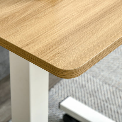 Height Adjustable C-shaped Standing Desk Space-Saving Laptop Table Standing Desk Side Table with Wheels for Study Living Room Natural+White Load Capacity 70 kg 65 x 48 x 70-110 cm