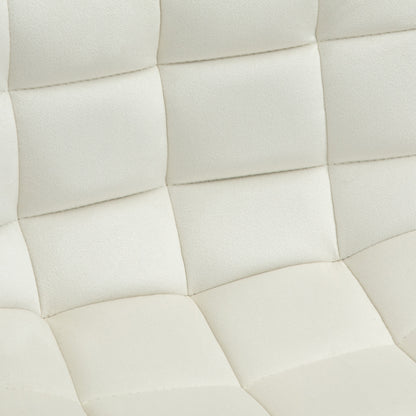 Set of 2 High Stools in Nordic Style with Backrest and Footrest, Stools with Velvet Effect Fabric and Metal Backrest, 45x47x84 cm, Cream