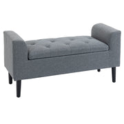 Storage Bench, Upholstered Bench with Linen Look, Wooden Legs, Bed Bench Loadable up to 130 kg, for Living Room Bedroom Hallway, 116 x 44 x 58 cm Light Gray