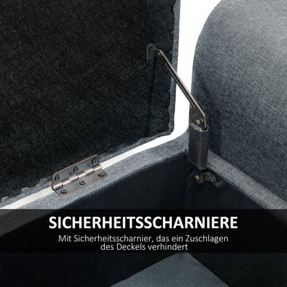 Storage Bench, Upholstered Bench with Linen Look, Wooden Legs, Bed Bench Loadable up to 130 kg, for Living Room Bedroom Hallway, 116 x 44 x 58 cm Light Gray