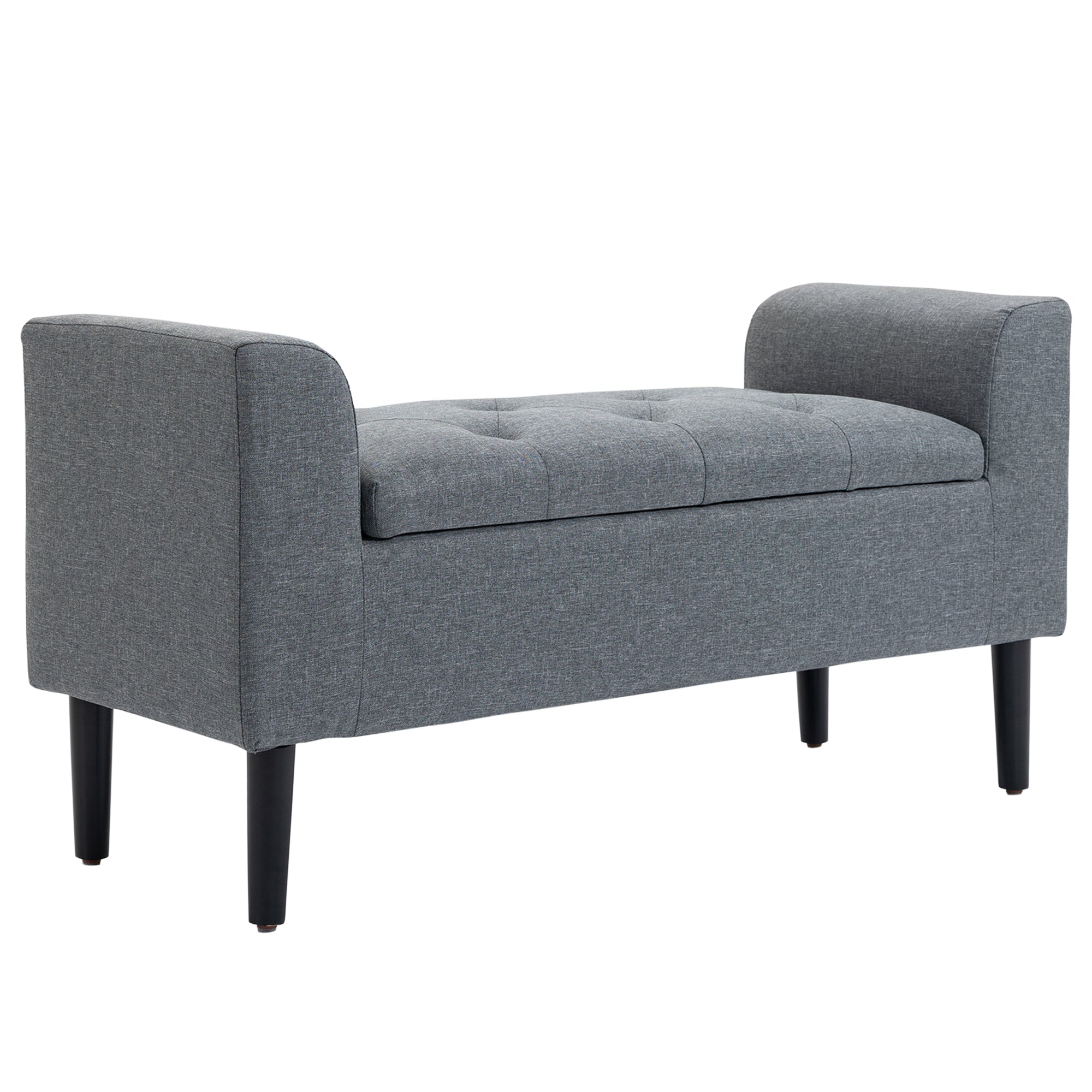 Storage Bench, Upholstered Bench with Linen Look, Wooden Legs, Bed Bench Loadable up to 130 kg, for Living Room Bedroom Hallway, 116 x 44 x 58 cm Light Gray