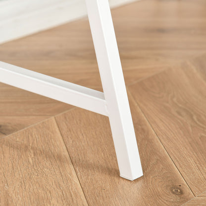 Secretary Desk Computer Desk Neo-Retro Style Drawer Niche Shelf White Metal Light Oak Grain