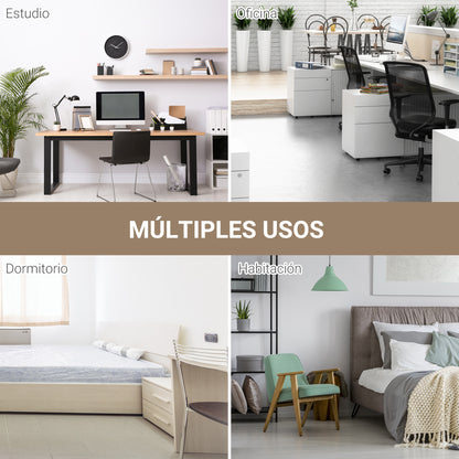 Modern Desk Study Table with Steel Frame and Adjustable Feet Computer Desk for Home Office 120x60x76 cm Black