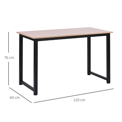 Modern Desk Study Table with Steel Frame and Adjustable Feet Computer Desk for Home Office 120x60x76 cm Black