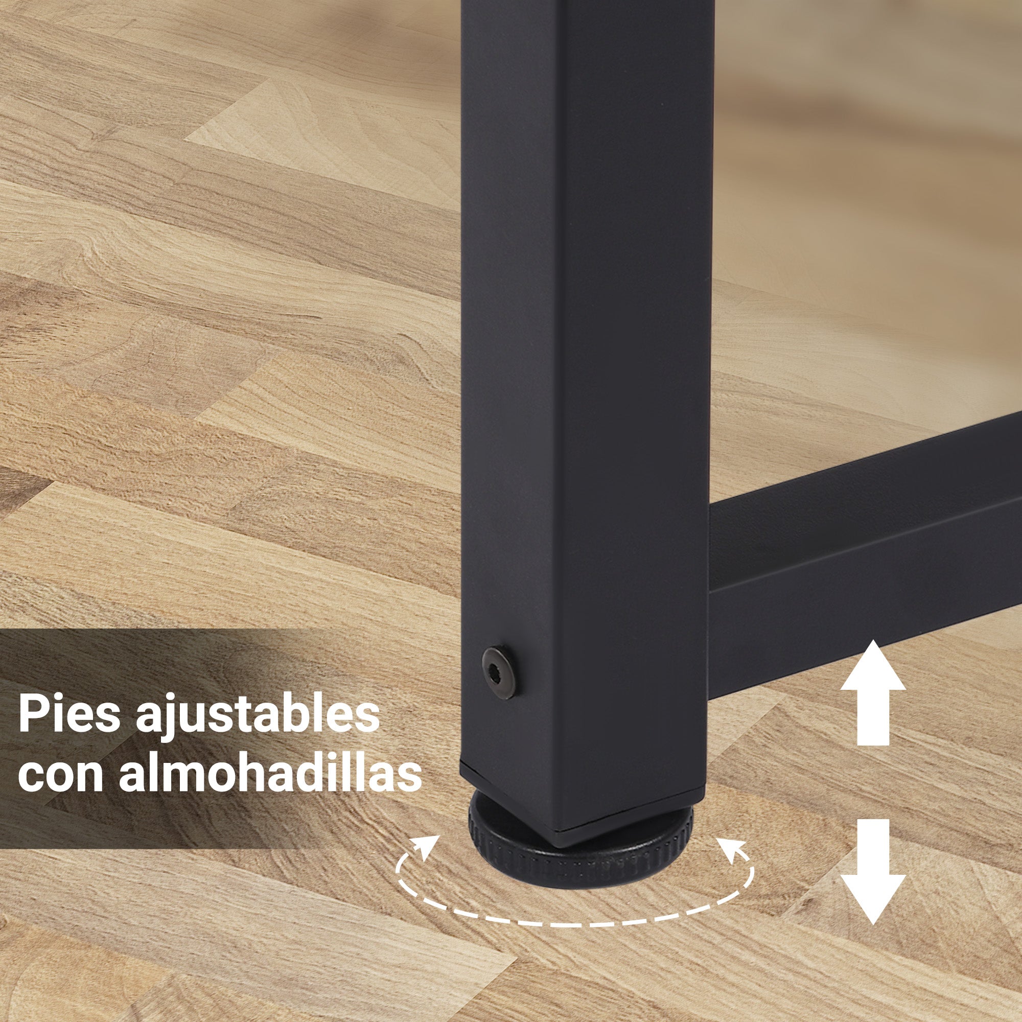 Modern Desk Study Table with Steel Frame and Adjustable Feet Computer Desk for Home Office 120x60x76 cm Black