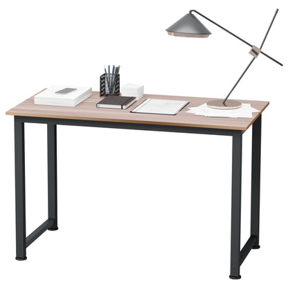 Modern Desk Study Table with Steel Frame and Adjustable Feet Computer Desk for Home Office 120x60x76 cm Black
