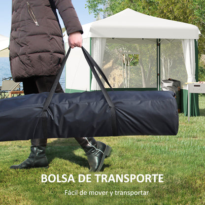 3x3m Foldable Garden Gazebo with Side Walls Adjustable Height Anti-UV Waterproof 2 Windows and Carrying Bag Outdoor Party Canopy White and Green