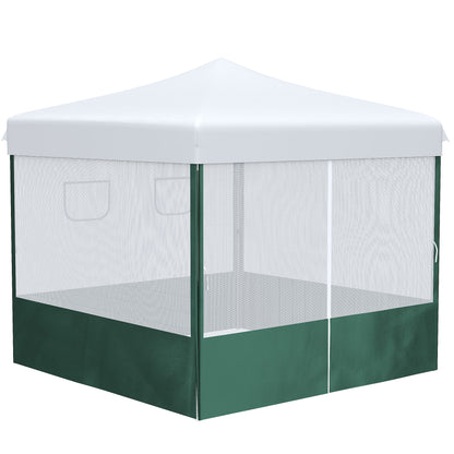 3x3m Foldable Garden Gazebo with Side Walls Adjustable Height Anti-UV Waterproof 2 Windows and Carrying Bag Outdoor Party Canopy White and Green