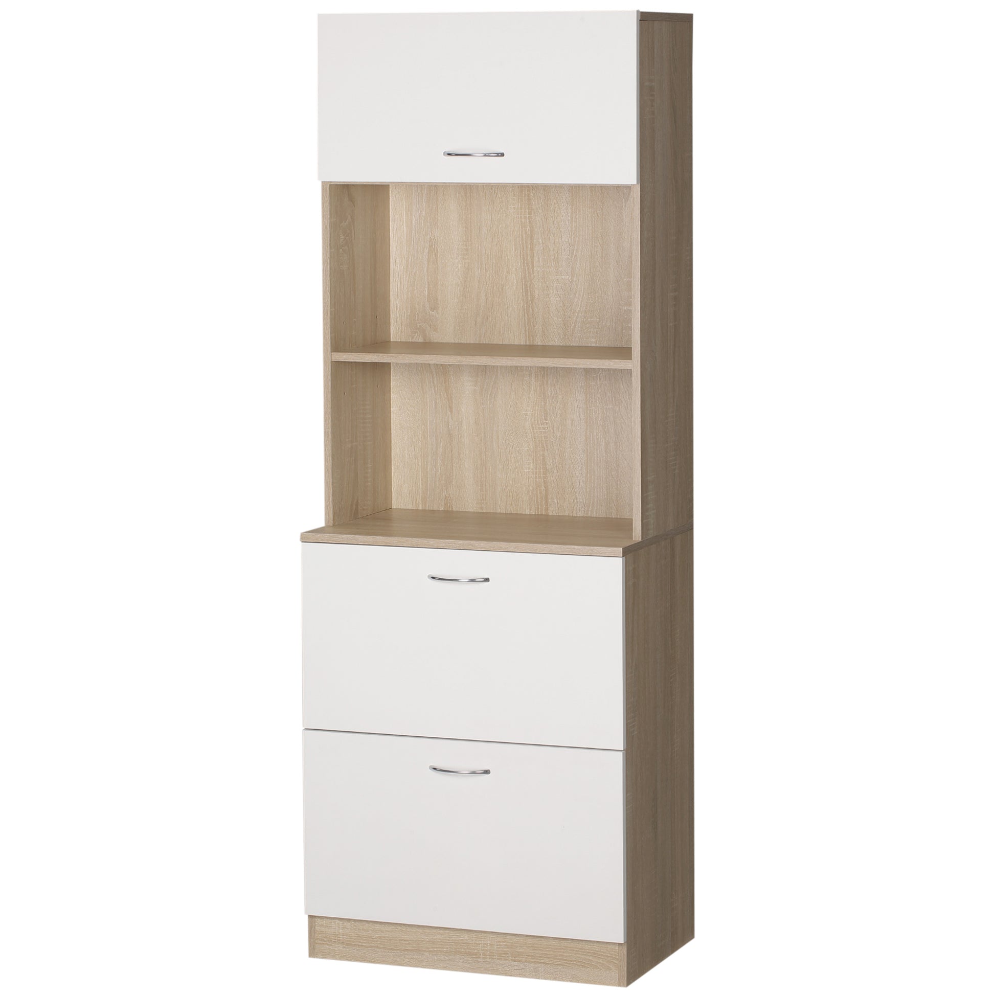 Kitchen Buffet Cabinet Multi-Storage Kitchen Cabinet 2 Drawers 1 Cabinet + Large Table 60 x 38 x 168 cm White MDF