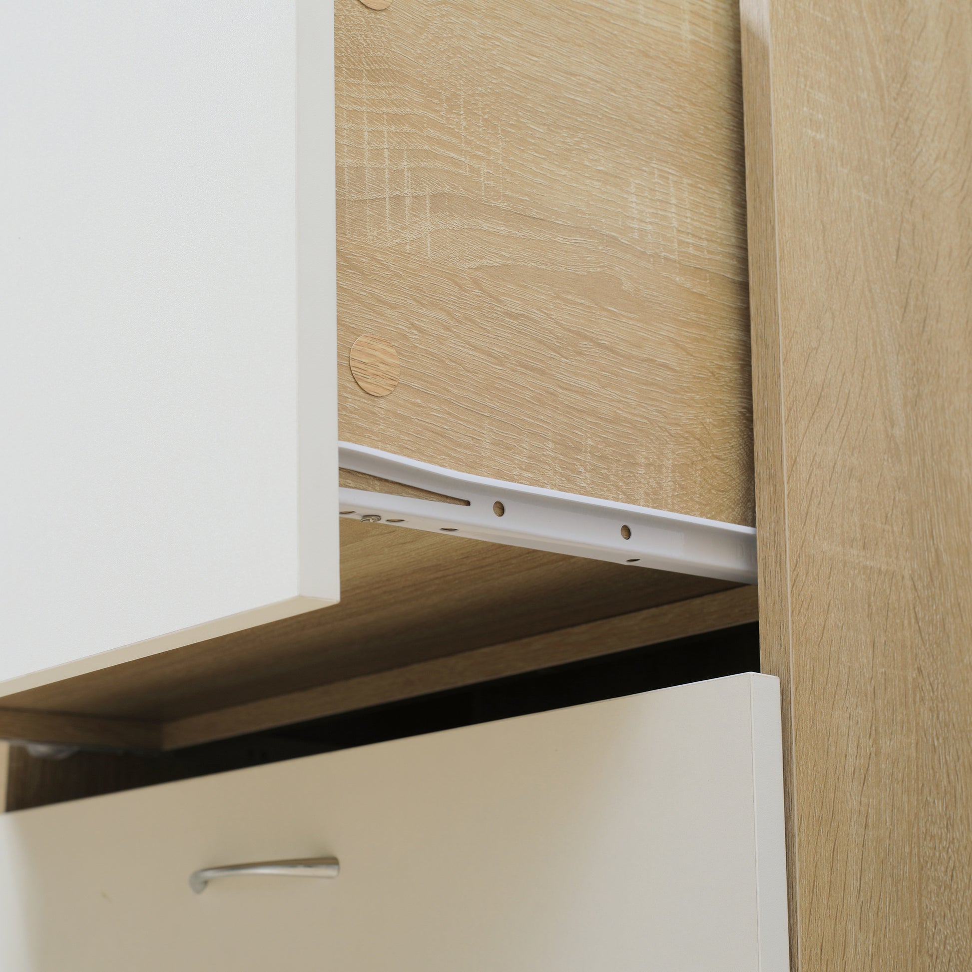 Kitchen Buffet Cabinet Multi-Storage Kitchen Cabinet 2 Drawers 1 Cabinet + Large Table 60 x 38 x 168 cm White MDF