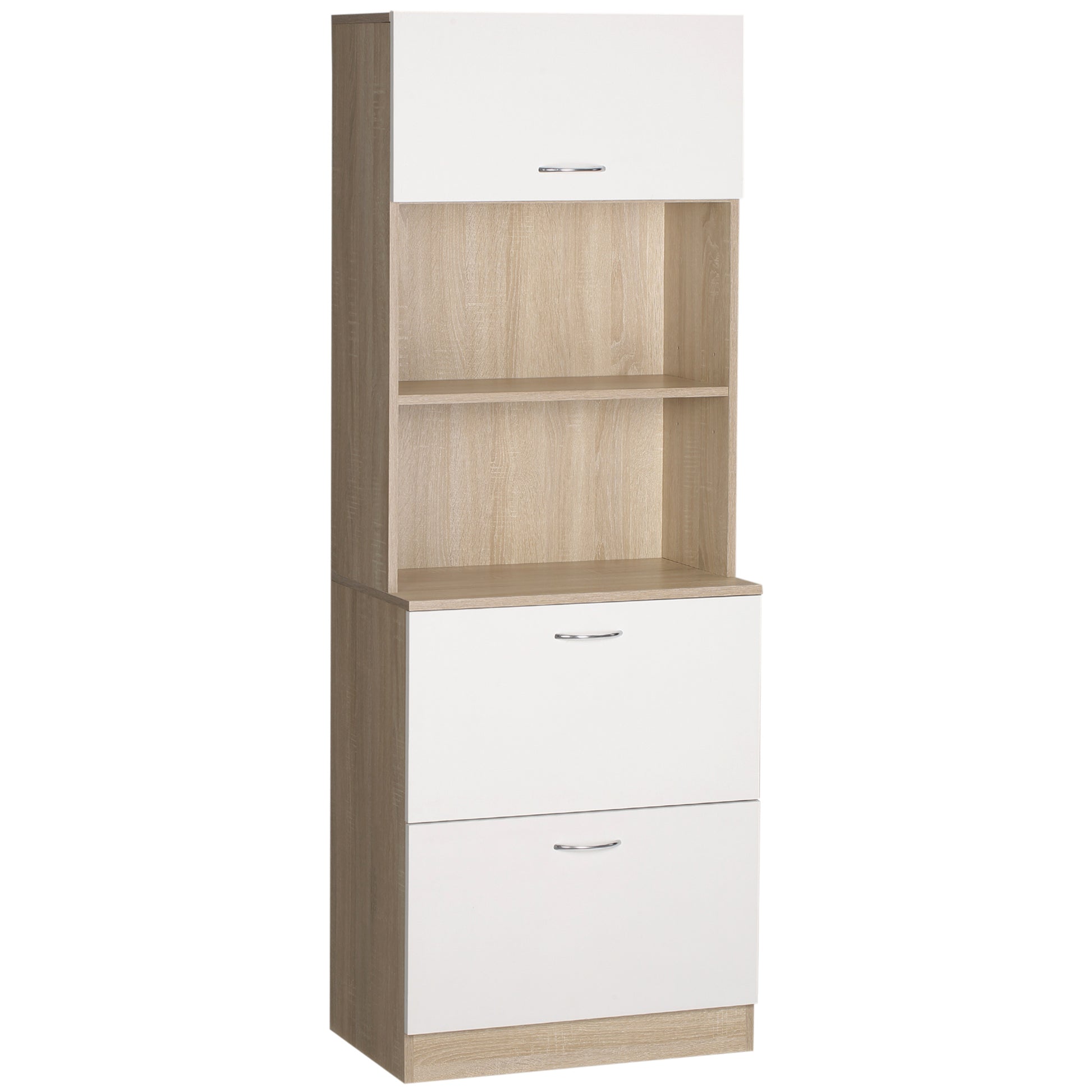 Kitchen Buffet Cabinet Multi-Storage Kitchen Cabinet 2 Drawers 1 Cabinet + Large Table 60 x 38 x 168 cm White MDF
