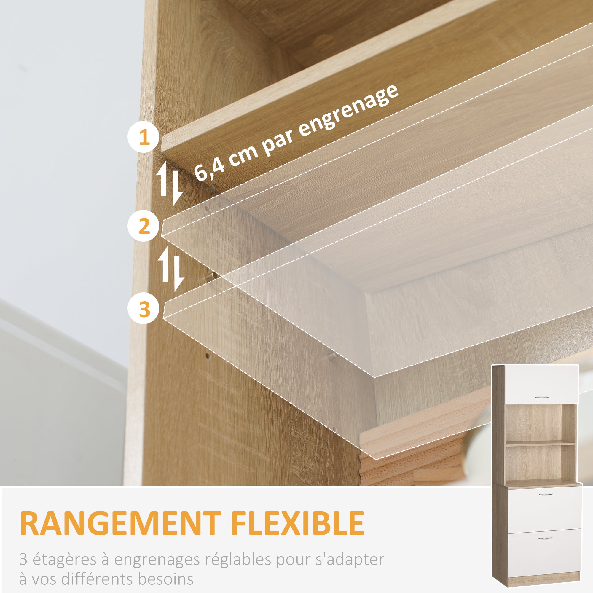 Kitchen Buffet Cabinet Multi-Storage Kitchen Cabinet 2 Drawers 1 Cabinet + Large Table 60 x 38 x 168 cm White MDF