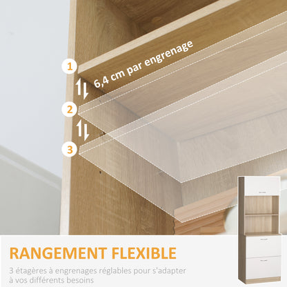 Kitchen Buffet Cabinet Multi-Storage Kitchen Cabinet 2 Drawers 1 Cabinet + Large Table 60 x 38 x 168 cm White MDF
