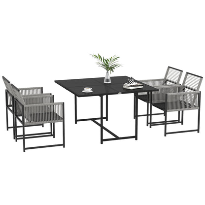 5-piece dining set for 4 people Dining table with 4 chairs Dining room set with folding chairs Kitchen table set with steel frame Balcony furniture Garden furniture for terrace, balcony Black