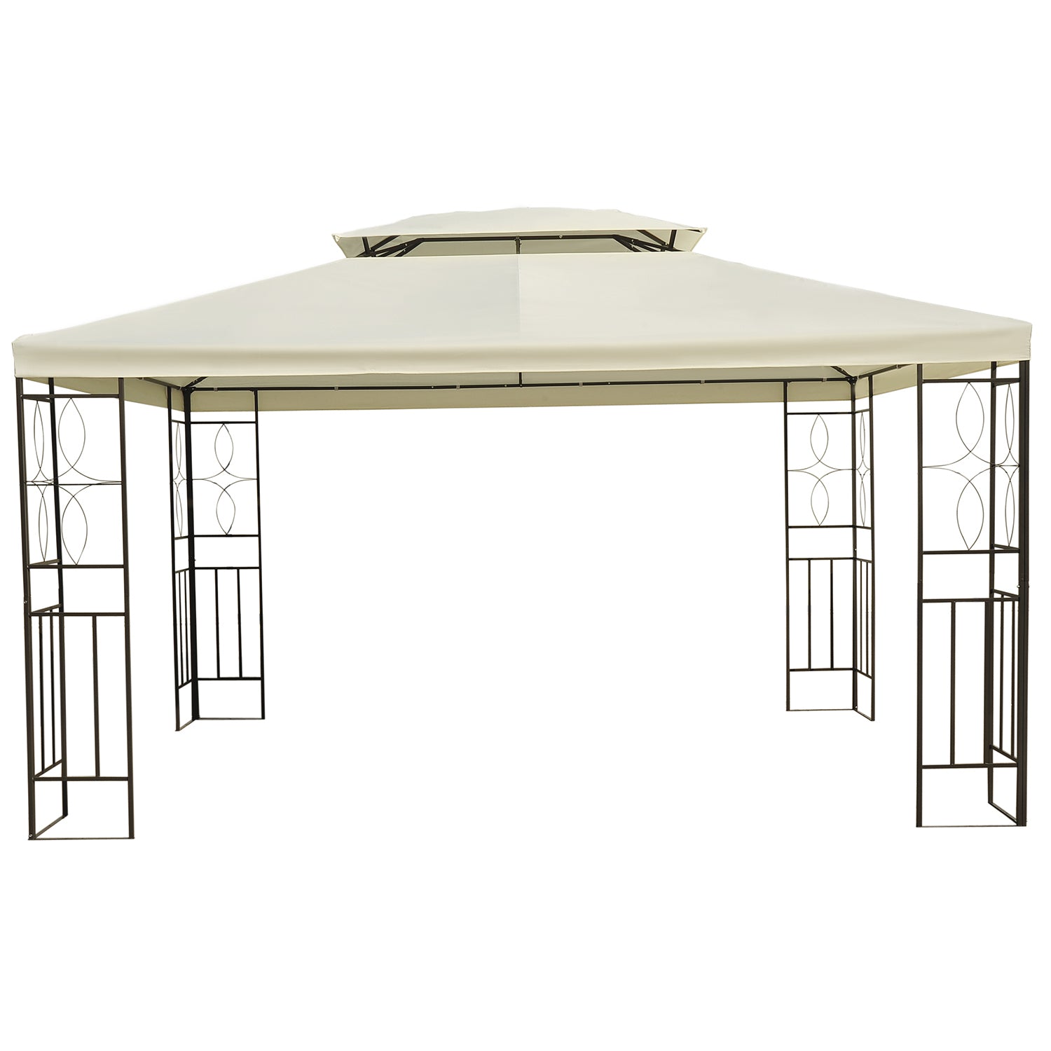 Garden Gazebo 10x13ft Pavilion for Outdoor with Double Roof Vent and 4 Stable Steel Columns for Parties Events Patio Cream