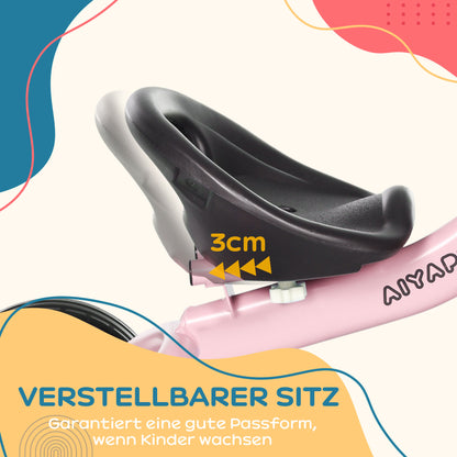 Tricycle, Kids Bike with Adjustable Seat, Balance Bike with Bike Basket, Bell, Pedal Bike for Children 2-5 Years, Metal, Pink