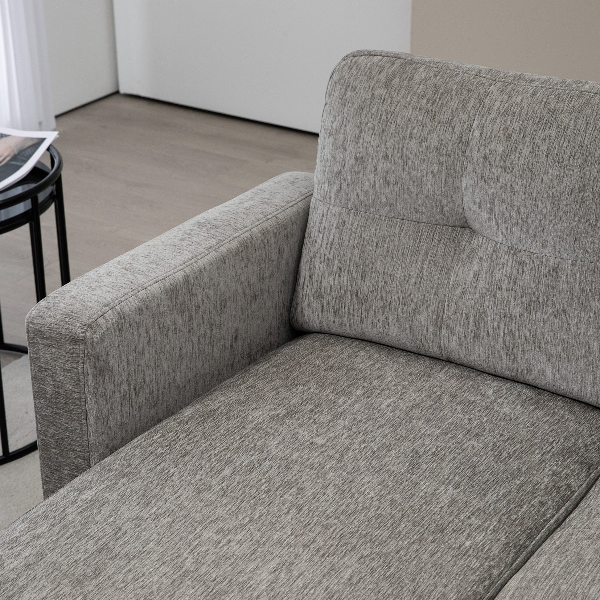 Corner Sofa L-Shaped Sofa Upholstered in Polyester Reversible Chaise Longue with 3 Cushions for Living Room Load 180 kg 186x130x84 cm Brown Taupe