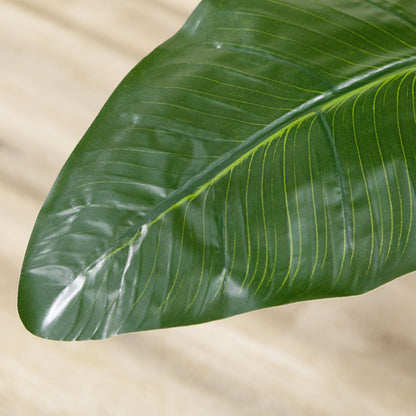 Artificial Bird of Paradise Strelitzia Plant Height 1.80 m - 13 Leaves and 2 Flowers High Realism Pot Included