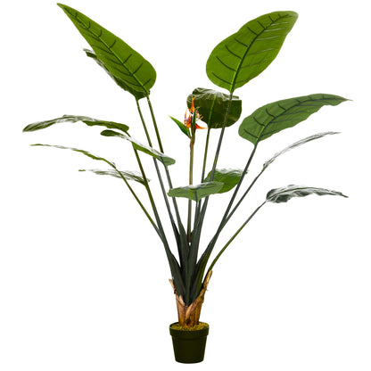 Artificial Bird of Paradise Strelitzia Plant Height 1.80 m - 13 Leaves and 2 Flowers High Realism Pot Included