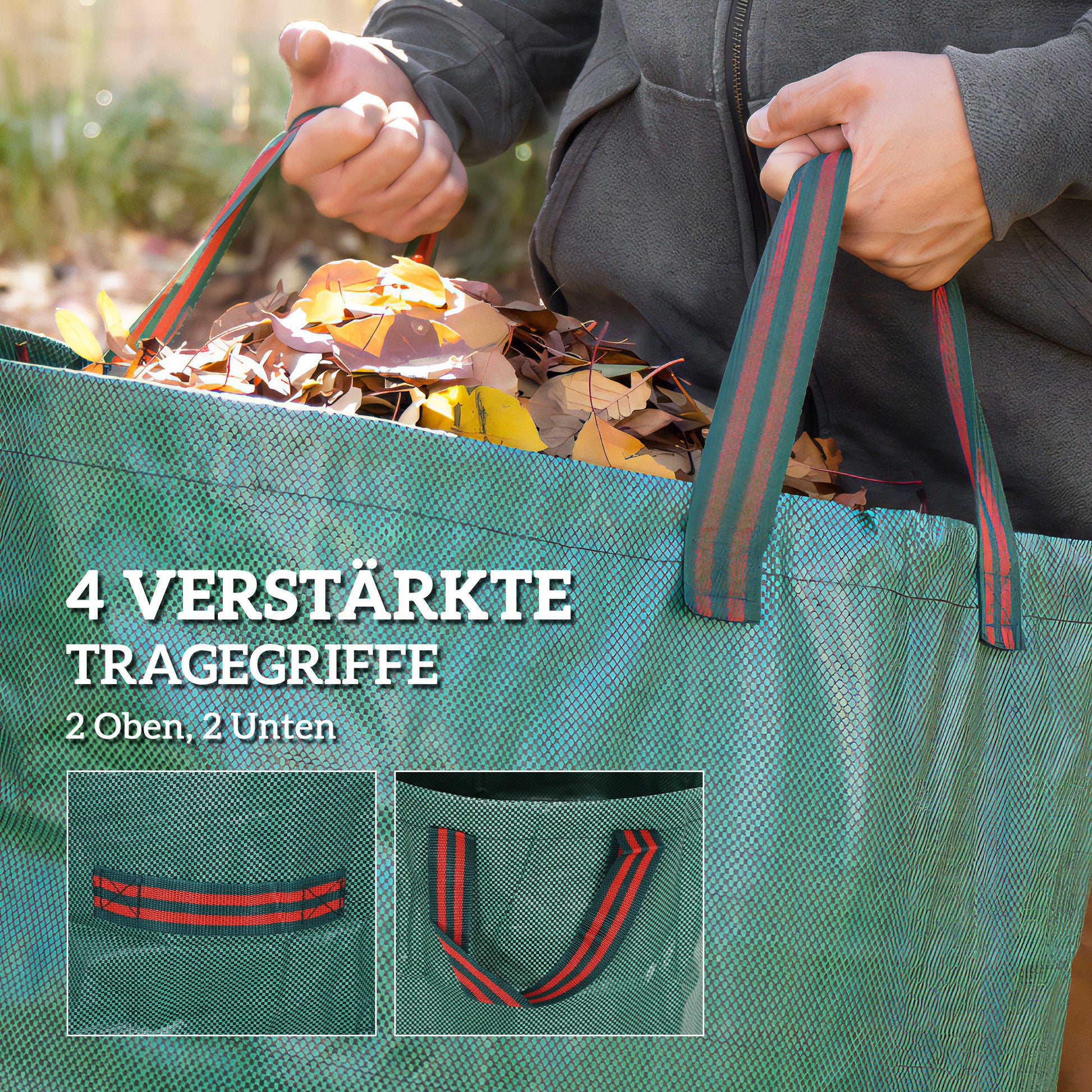 Garden Bag 3x120L Waterproof Garden Waste Bag with Handles, Stable Leaf Bag, Self-standing Garden Bags with UV Protection, Reusable Garden Waste Bags for Garden Waste Greenery