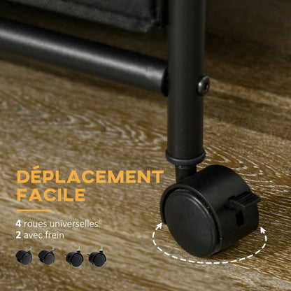 Industrial Style Wardrobe Closet with 6 Fabric Drawers and 4 Wheels - 63.5 x 40 x 172.5 cm Black Brown