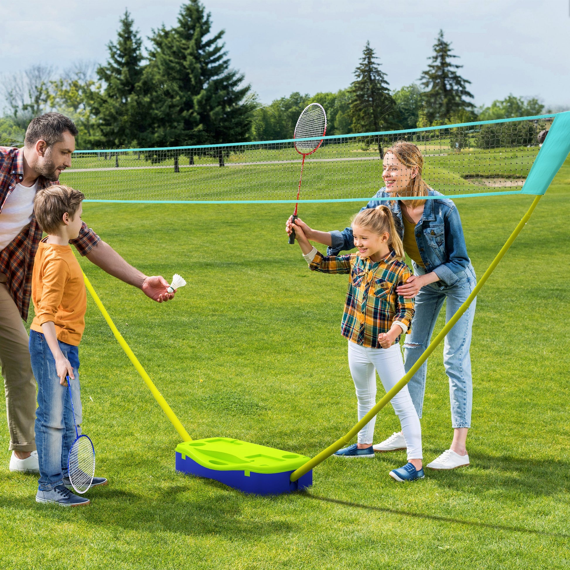 SPORTNOW 2 in 1 Badminton Net, 4m Badminton Net with Stand, Volleyball Net, Adjustable Tennis Net with Carry Bag, Shuttlecock Net for Indoor, Outdoor