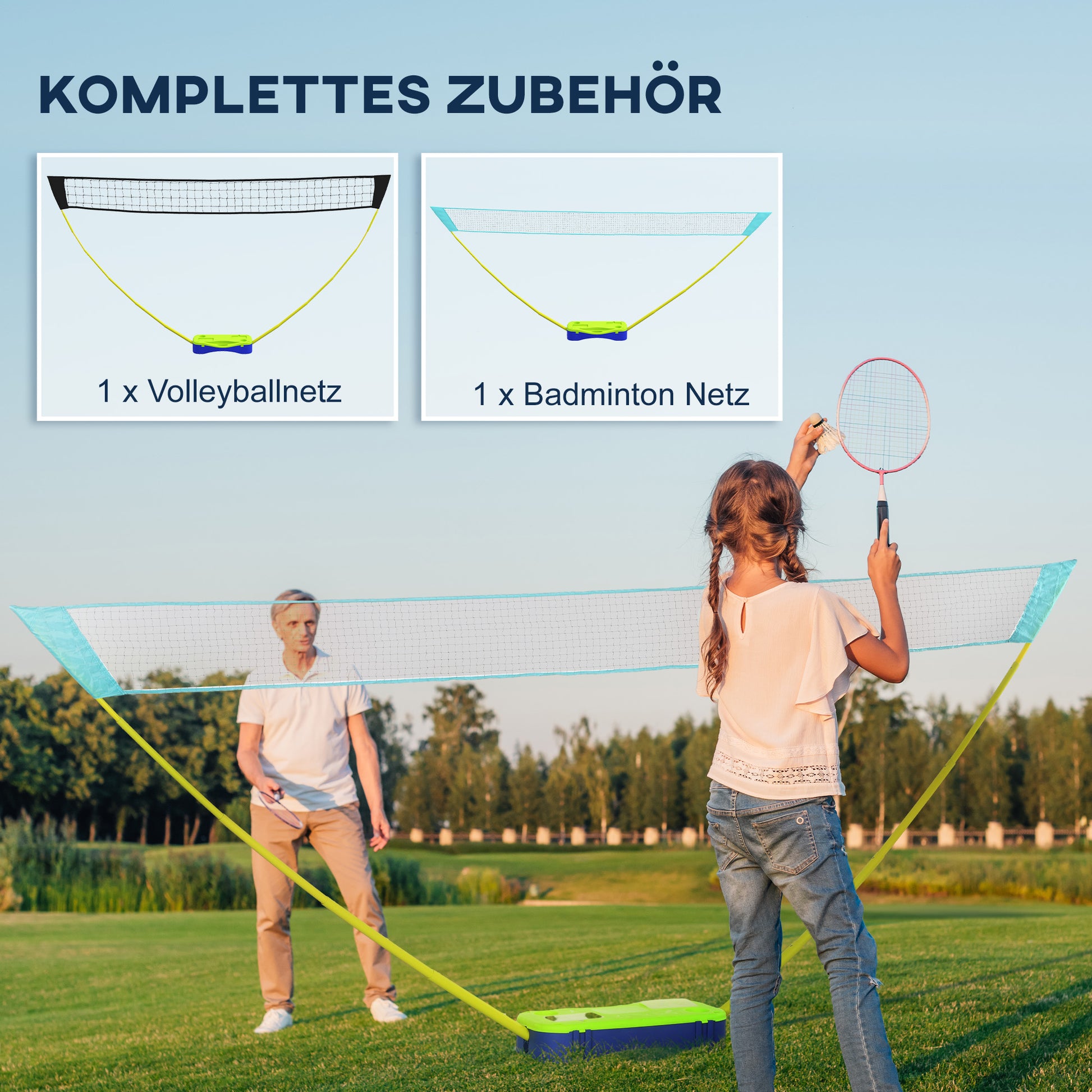SPORTNOW 2 in 1 Badminton Net, 4m Badminton Net with Stand, Volleyball Net, Adjustable Tennis Net with Carry Bag, Shuttlecock Net for Indoor, Outdoor
