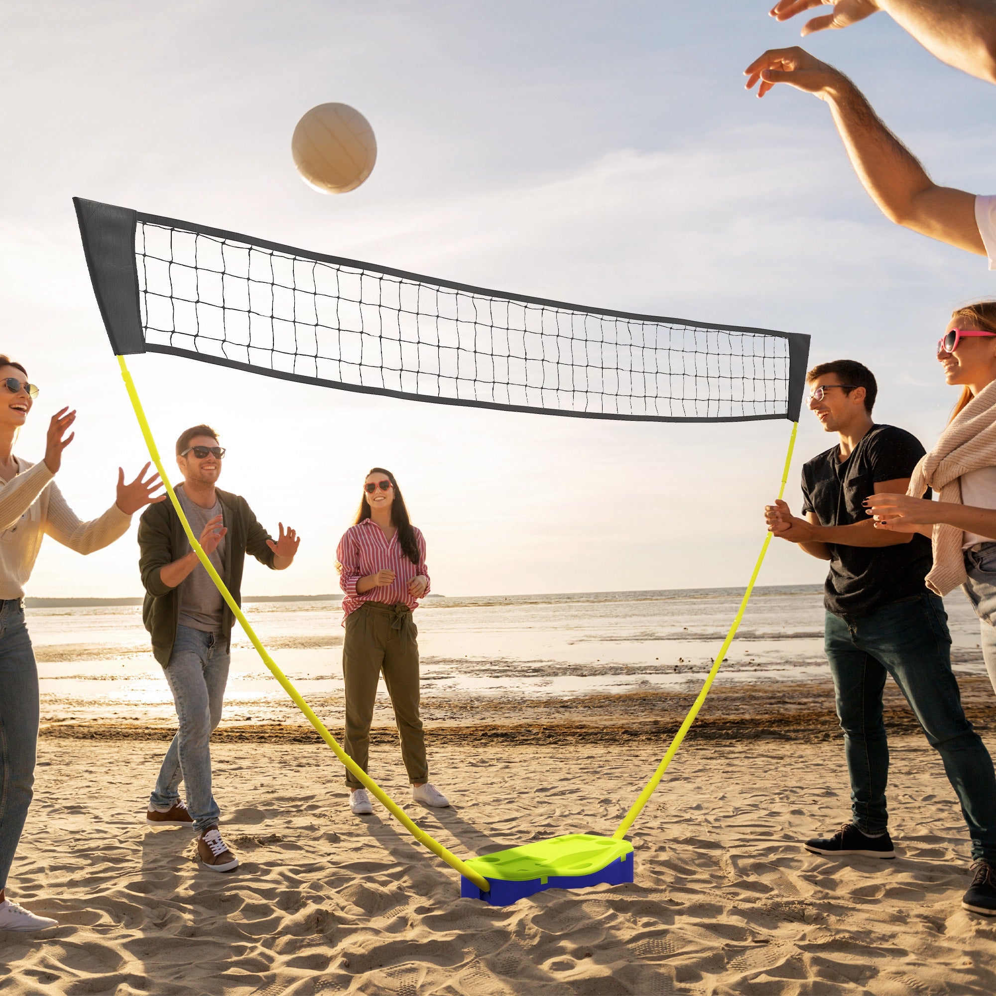 SPORTNOW 2 in 1 Badminton Net, 4m Badminton Net with Stand, Volleyball Net, Adjustable Tennis Net with Carry Bag, Shuttlecock Net for Indoor, Outdoor