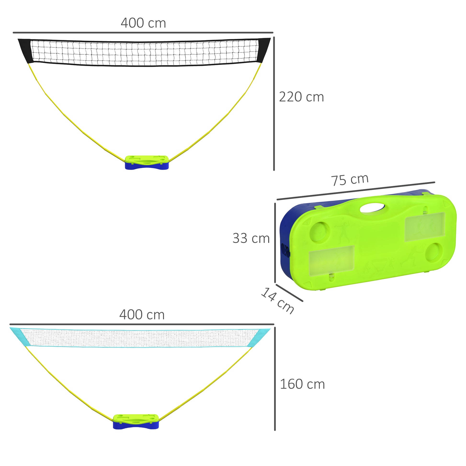 SPORTNOW 2 in 1 Badminton Net, 4m Badminton Net with Stand, Volleyball Net, Adjustable Tennis Net with Carry Bag, Shuttlecock Net for Indoor, Outdoor