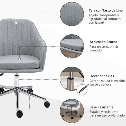 Office Chair Desk Chair with Adjustable Height Swivel for Desk Office Computer Elegant Load 120 kg 61x59x86-96 cm Gray