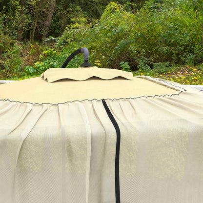 Cylindrical Mosquito Net for 3m Diameter Parasol with Zipper and Weighting in Beige