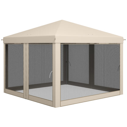 3x3 Folding Gazebo for Outdoor Garden Portable Canopy with Mosquito Nets Carrying Bag Steel Frame and Resistant Oxford Fabric for Parties Camping Beige