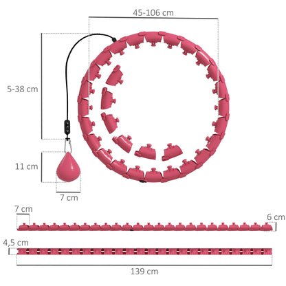 SPORTNOW Hula Hoop Ring with Massage Nubs, adjustable from 45 to 106 cm waist circumference, 24 removable segments, Fitness