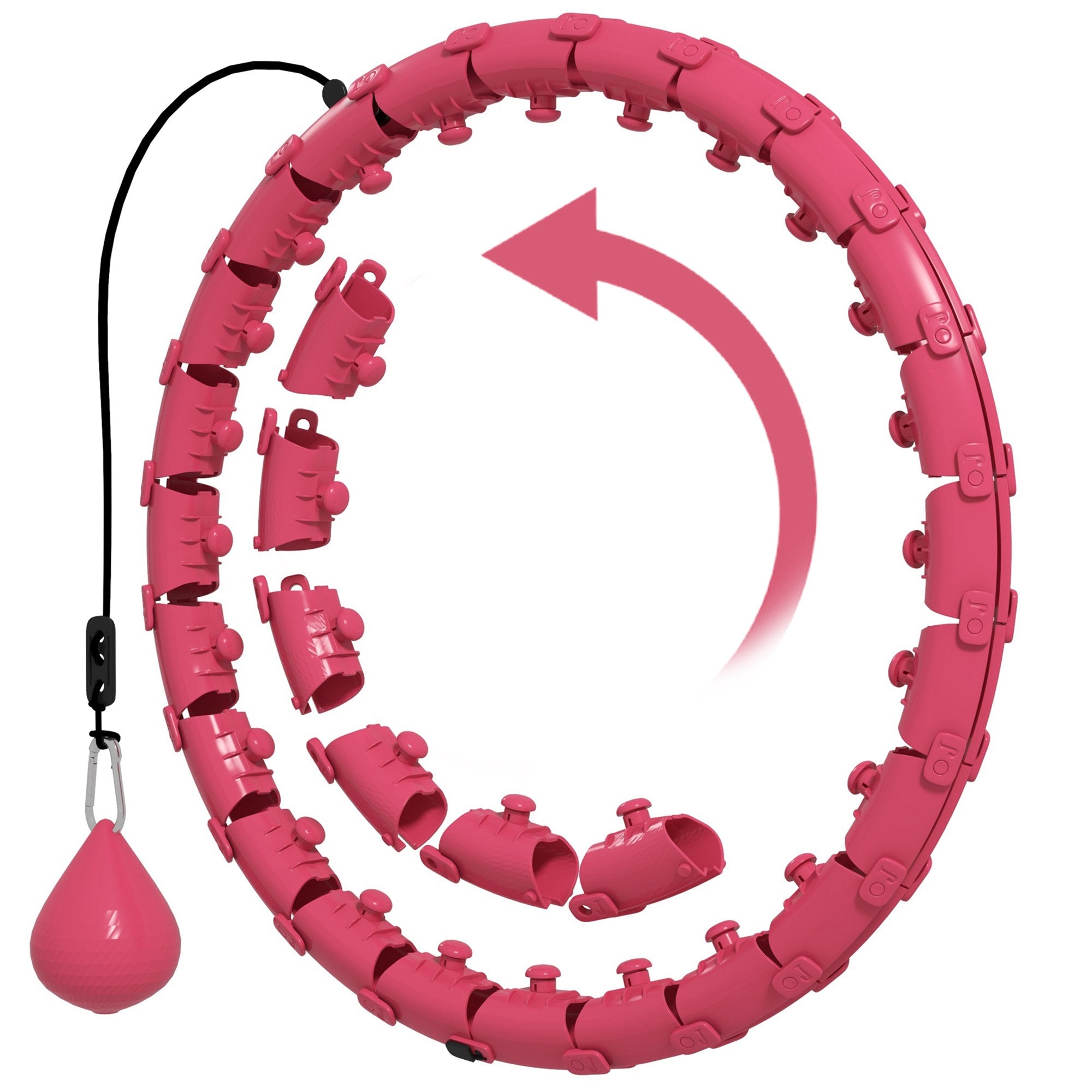 SPORTNOW Hula Hoop Ring with Massage Nubs, adjustable from 45 to 106 cm waist circumference, 24 removable segments, Fitness