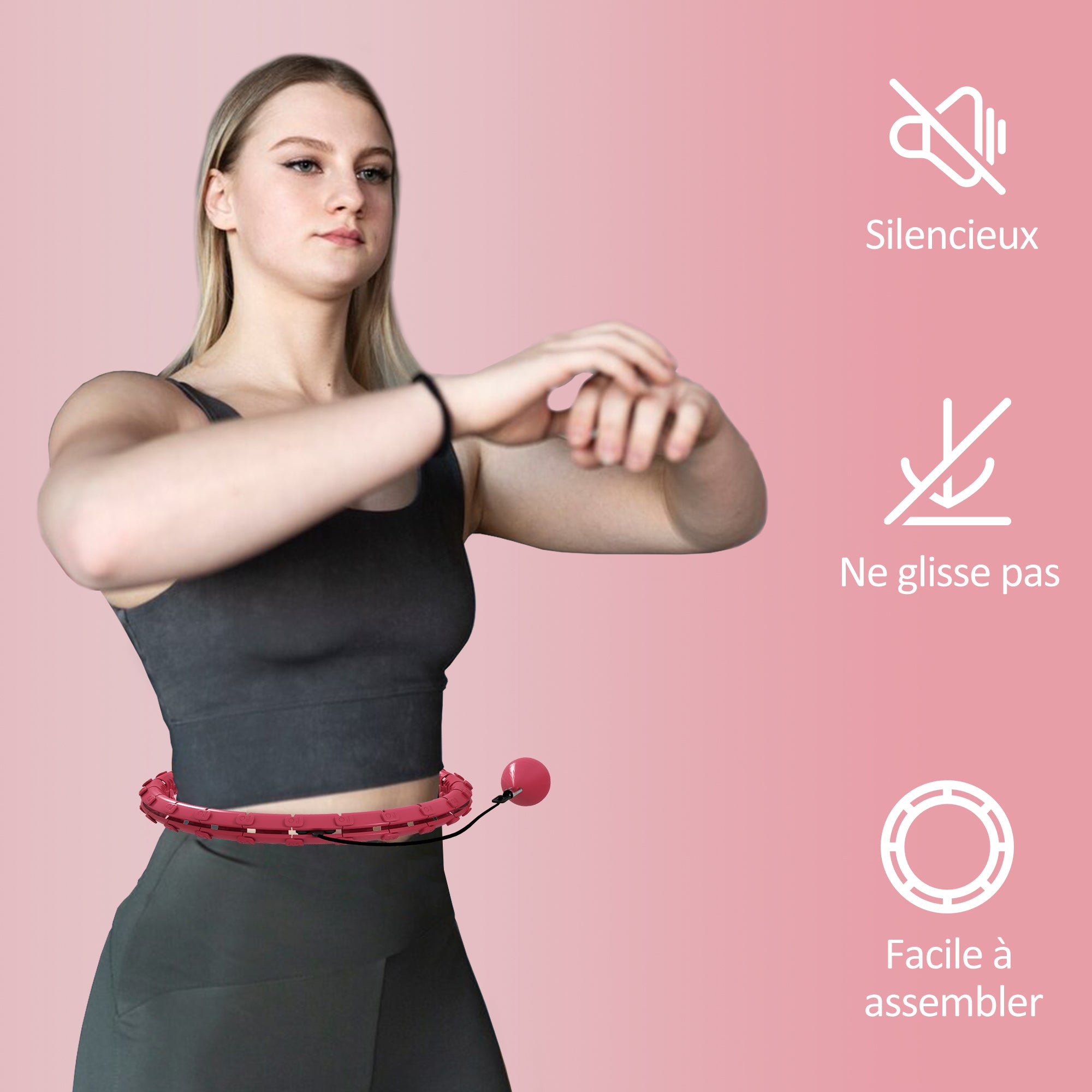 SPORTNOW Hula Hoop Ring with Massage Nubs, adjustable from 45 to 106 cm waist circumference, 24 removable segments, Fitness