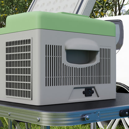 Compressor Cooler Box 16L, Car Cooler Box 12/24V DC & 100-240V AC, up to -20°C, Portable Freezer with MAX/ECO Modes, Mini Fridge for Camping, Truck, Boat, RV, and Outlet