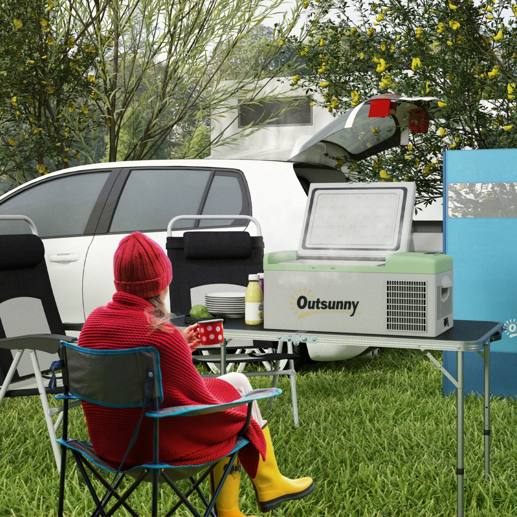 Compressor Cooler Box 16L, Car Cooler Box 12/24V DC & 100-240V AC, up to -20°C, Portable Freezer with MAX/ECO Modes, Mini Fridge for Camping, Truck, Boat, RV, and Outlet