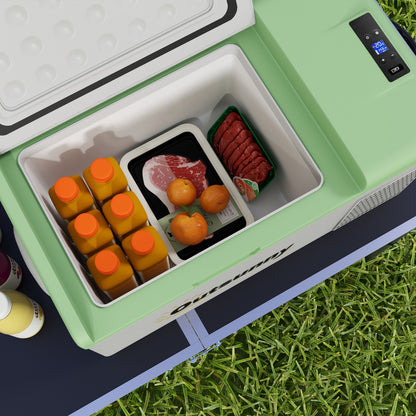 Compressor Cooler Box 16L, Car Cooler Box 12/24V DC & 100-240V AC, up to -20°C, Portable Freezer with MAX/ECO Modes, Mini Fridge for Camping, Truck, Boat, RV, and Outlet