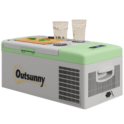 Compressor Cooler Box 16L, Car Cooler Box 12/24V DC & 100-240V AC, up to -20°C, Portable Freezer with MAX/ECO Modes, Mini Fridge for Camping, Truck, Boat, RV, and Outlet