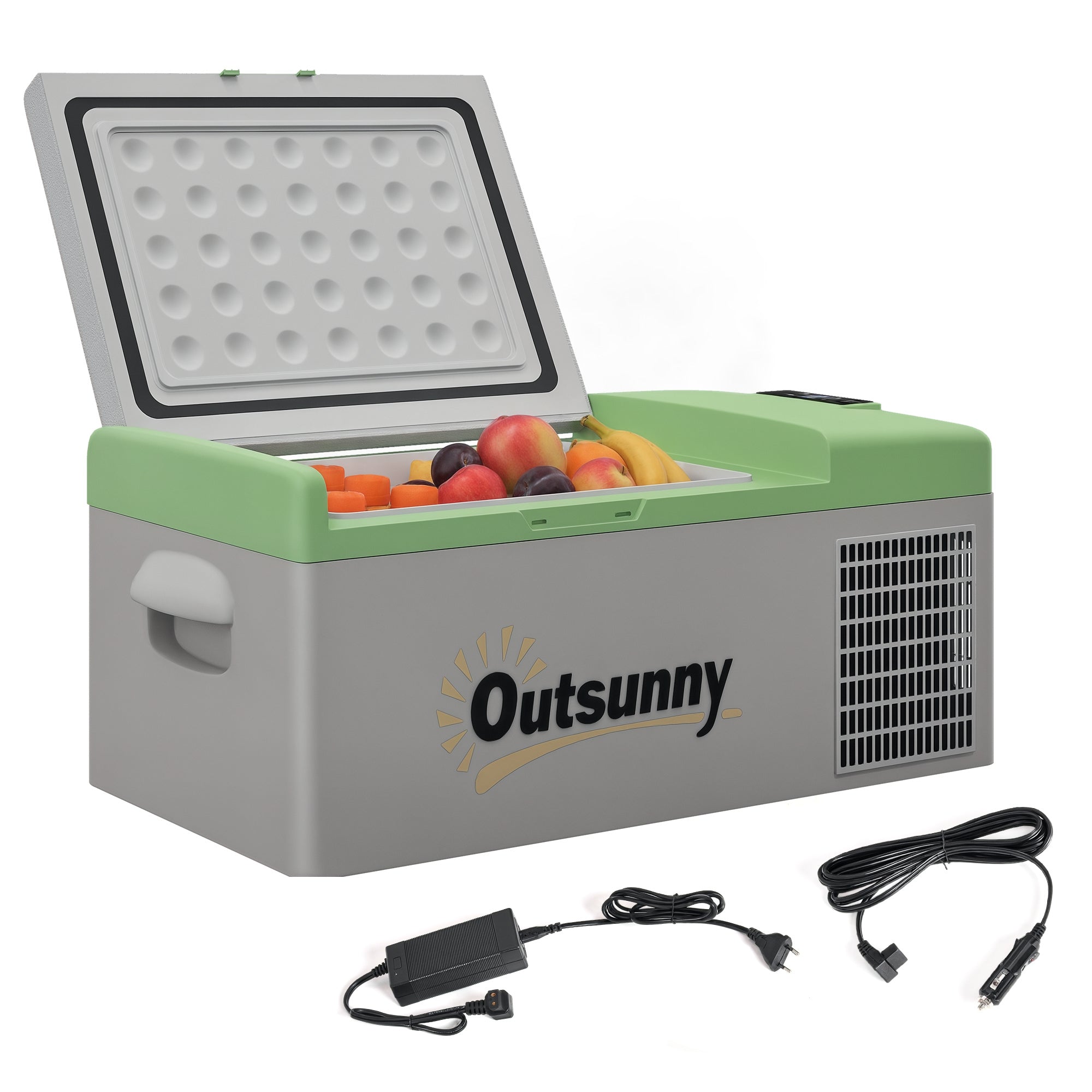 Compressor Cooler Box 16L, Car Cooler Box 12/24V DC & 100-240V AC, up to -20°C, Portable Freezer with MAX/ECO Modes, Mini Fridge for Camping, Truck, Boat, RV, and Outlet