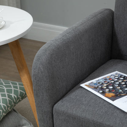 2 Seater Sofa, Couch with 2 Throw Pillows, Padded Loveseat, Upholstered Sofa with Velvet-Like Fabric, Armrest, Loveseat for Living Room, Bedroom, 130 x 70 x 80 cm, Gray