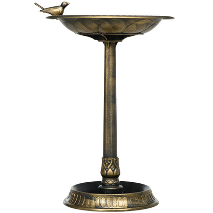 Garden Bird Bath Outdoor 72 cm Height Bird Feeder with 2 Levels Containers Retro and Elegant Design Bird Waterer for Outdoor Bronze