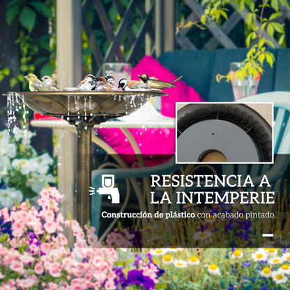 Garden Bird Bath Outdoor 72 cm Height Bird Feeder with 2 Levels Containers Retro and Elegant Design Bird Waterer for Outdoor Bronze