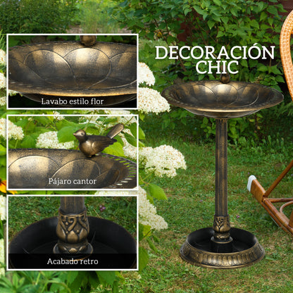 Garden Bird Bath Outdoor 72 cm Height Bird Feeder with 2 Levels Containers Retro and Elegant Design Bird Waterer for Outdoor Bronze