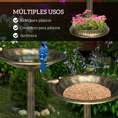 Garden Bird Bath Outdoor 72 cm Height Bird Feeder with 2 Levels Containers Retro and Elegant Design Bird Waterer for Outdoor Bronze