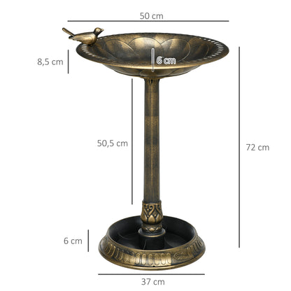 Garden Bird Bath Outdoor 72 cm Height Bird Feeder with 2 Levels Containers Retro and Elegant Design Bird Waterer for Outdoor Bronze