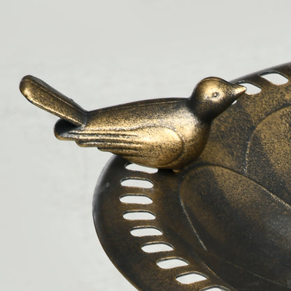 Garden Bird Bath Outdoor 72 cm Height Bird Feeder with 2 Levels Containers Retro and Elegant Design Bird Waterer for Outdoor Bronze